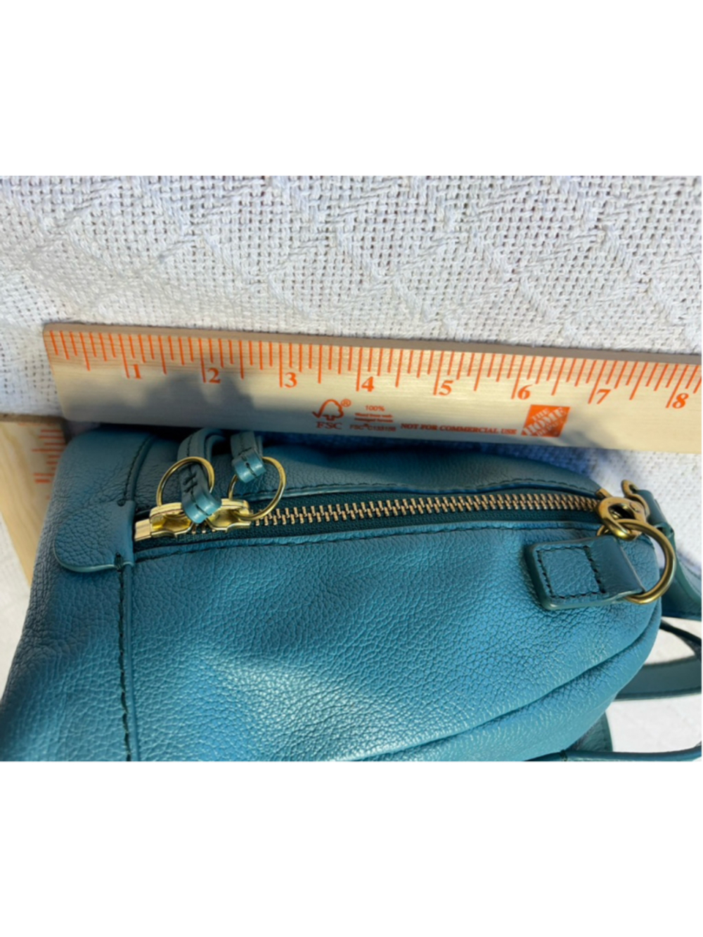 RARE Fossil Genuine Leather Sydney Satchel in Teal Blue/Green GUC - Picture 11 of 14